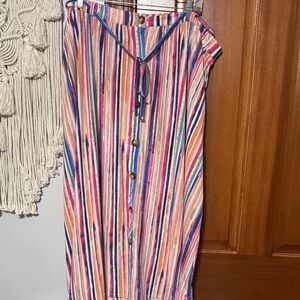 Colorful Striped Button-Down skirt